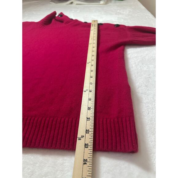 The Kooples Wool Cashmere Sweater Turtleneck with Button Detail Deep Pink Medium - Picture 6 of 8
